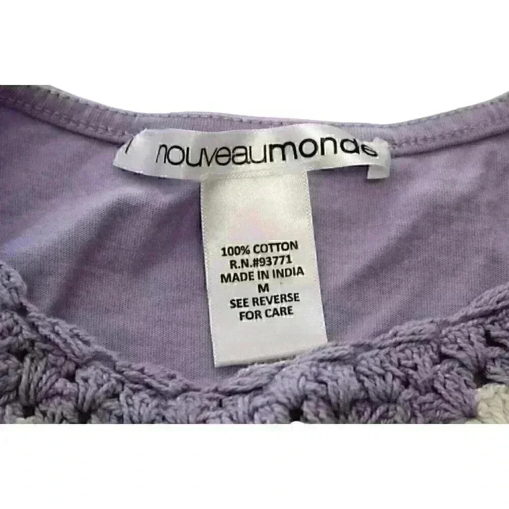 Women's Juniors Medium Pastel Purple Daisy Flower Crochet Knit Crop Top - Picture 3 of 7